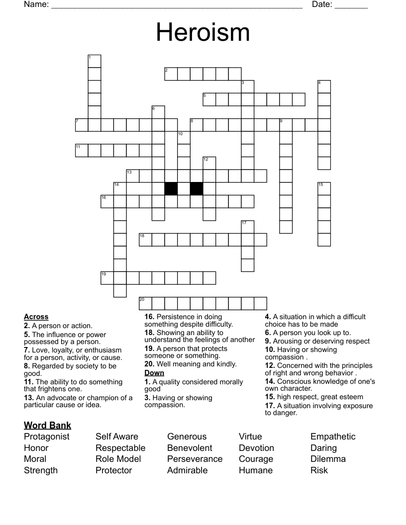 Heroism Crossword