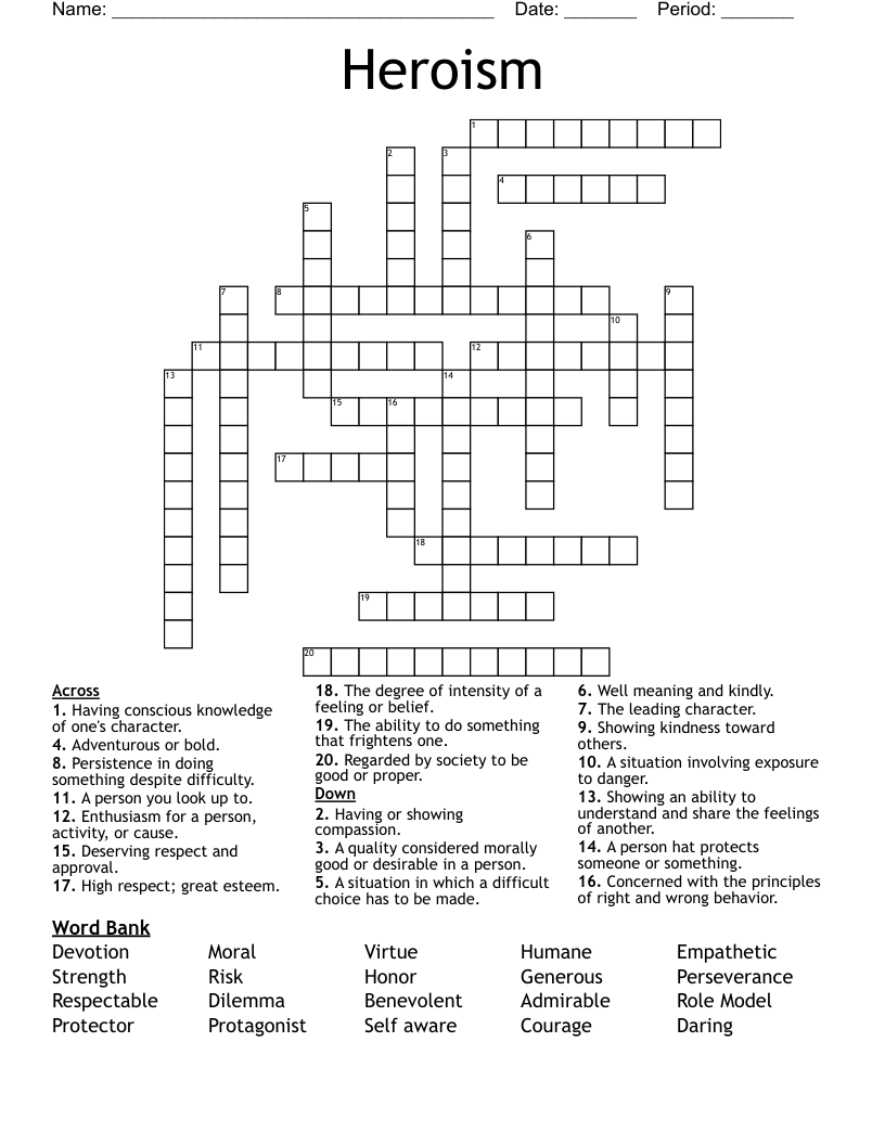 Heroism Crossword