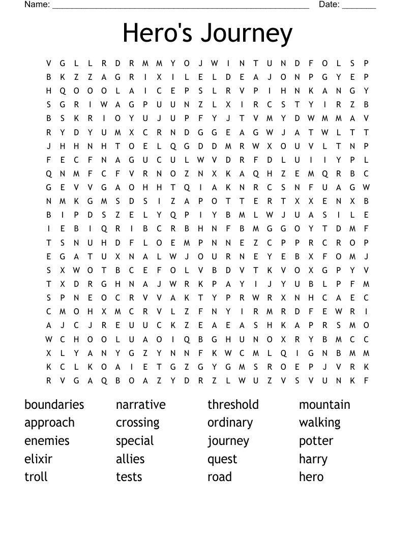 Hero's Journey Word Search