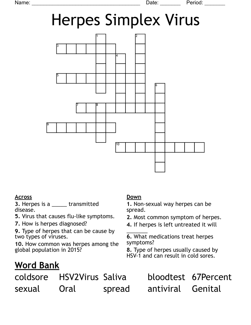 Herpes Simplex Virus Crossword