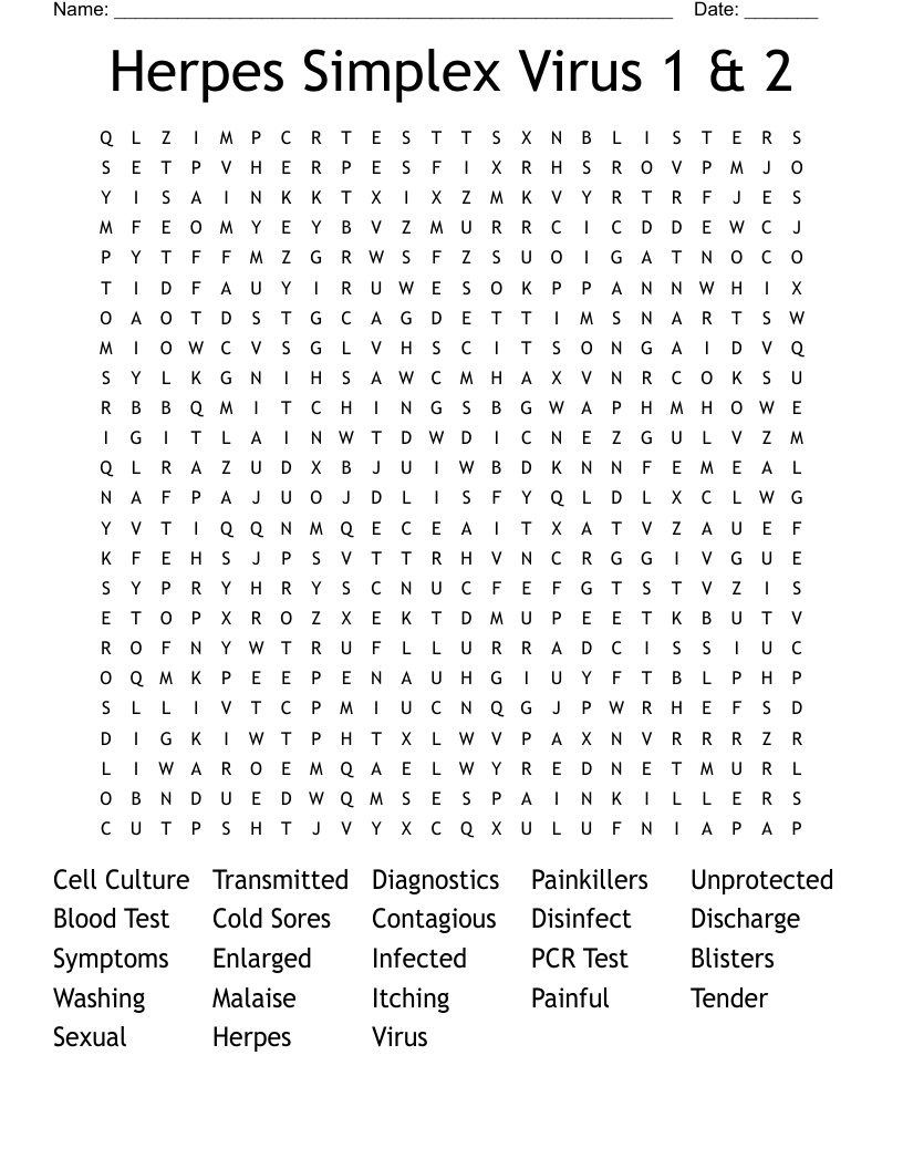 Herpes Simplex Virus 1 & 2 Word Search