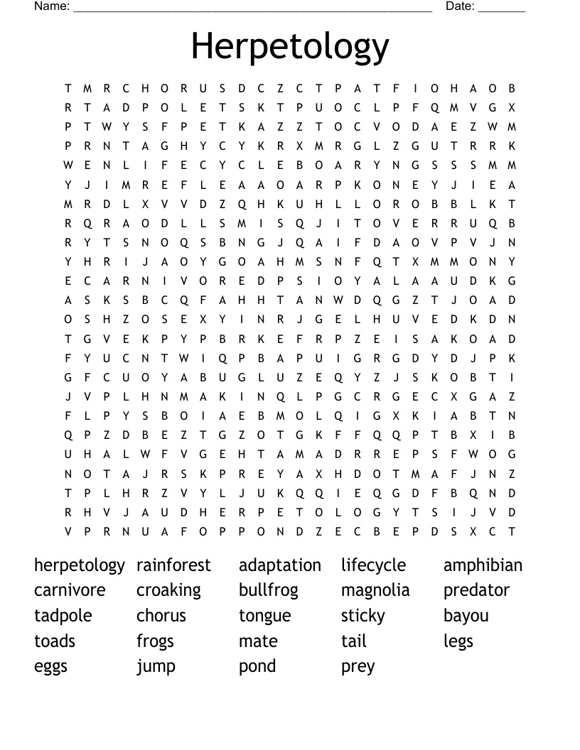 Herpetology Word Search