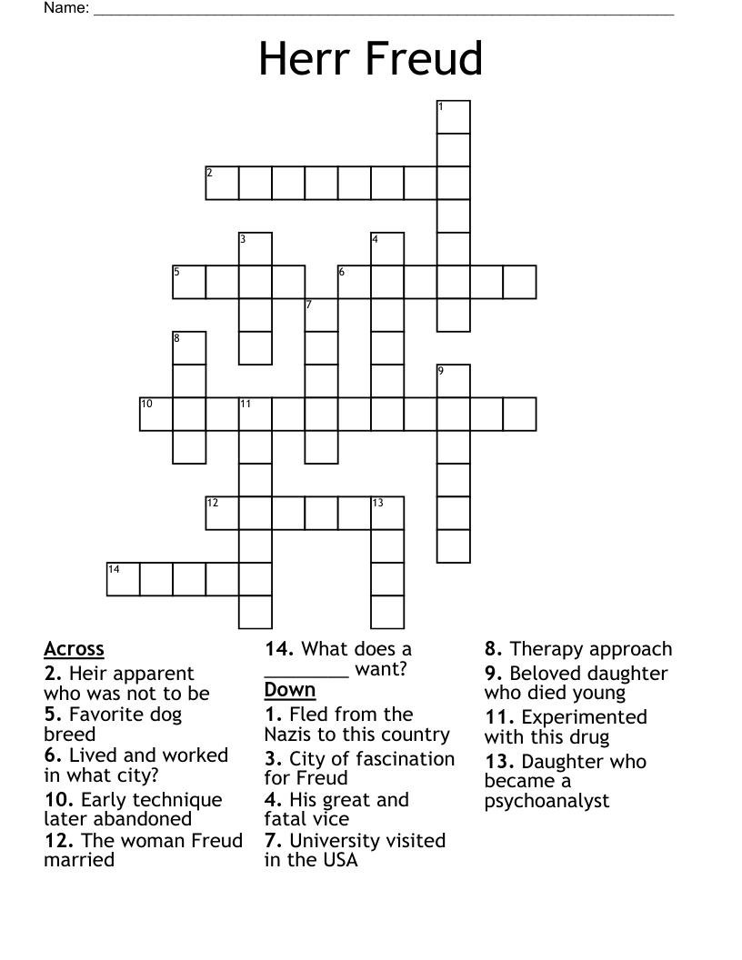 Herr Freud Crossword