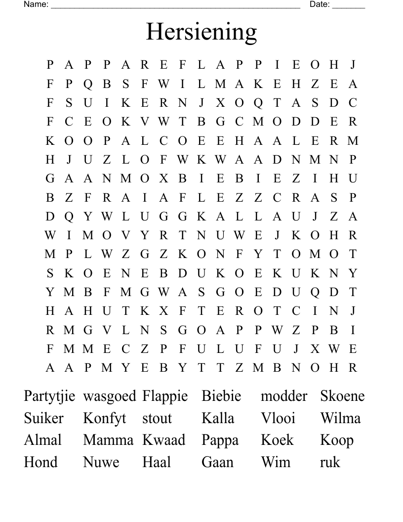 Hersiening Word Search