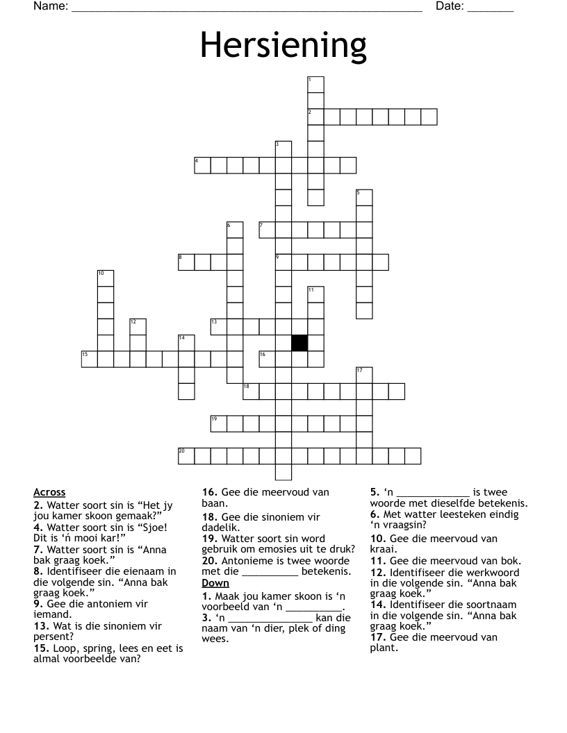 Hersiening Crossword