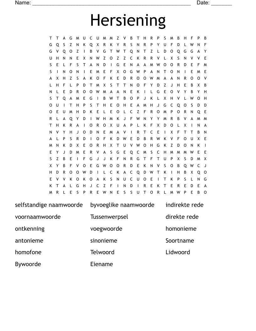 Hersiening Word Search