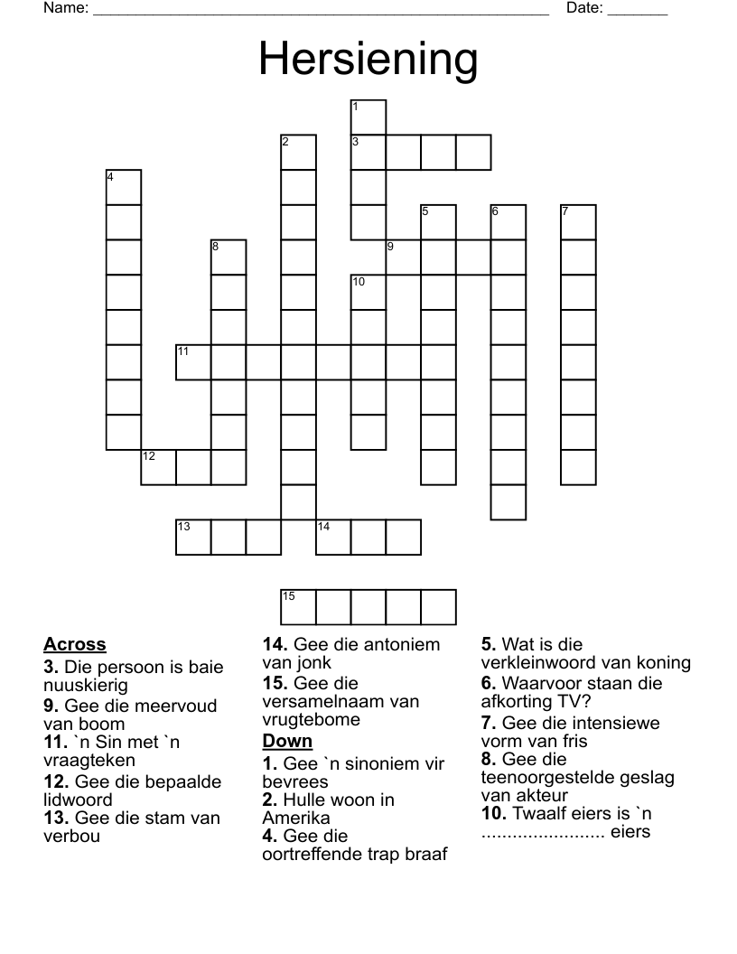 Hersiening  Crossword