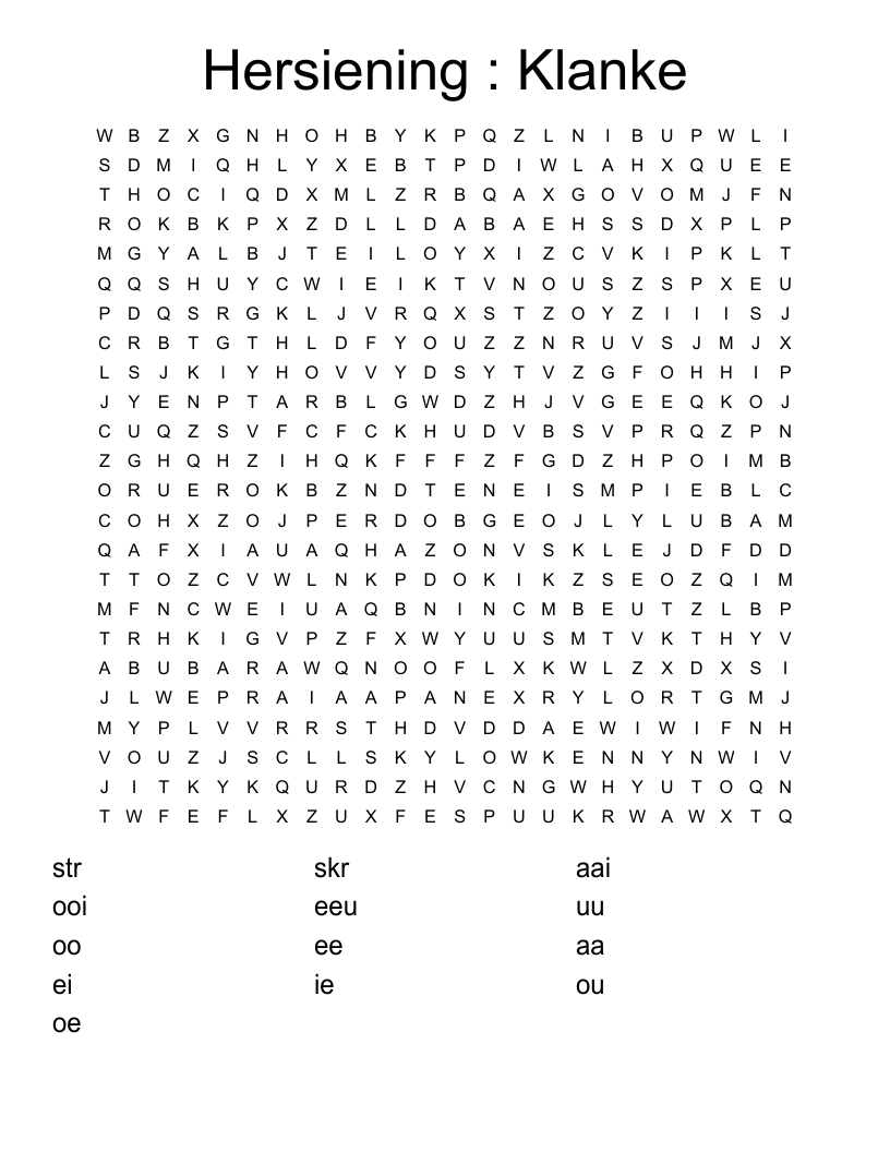 Hersiening : Klanke Word Search