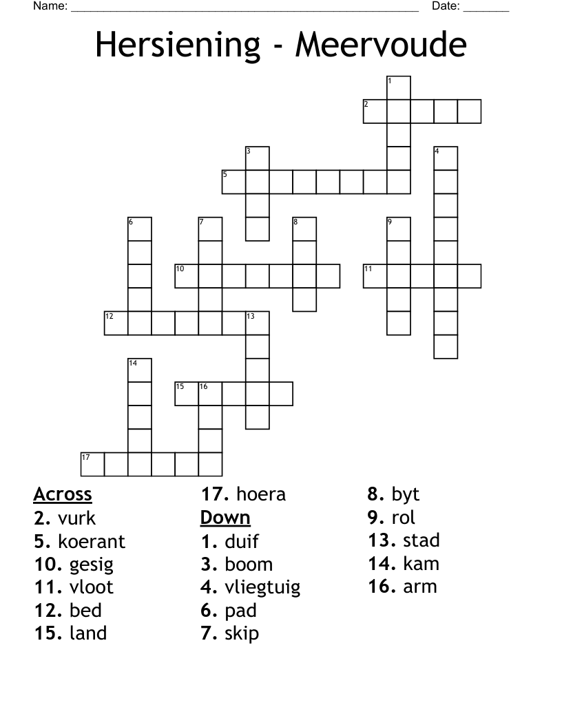 Hersiening - Meervoude Crossword