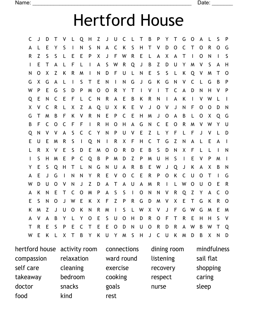 Hertford House  Word Search
