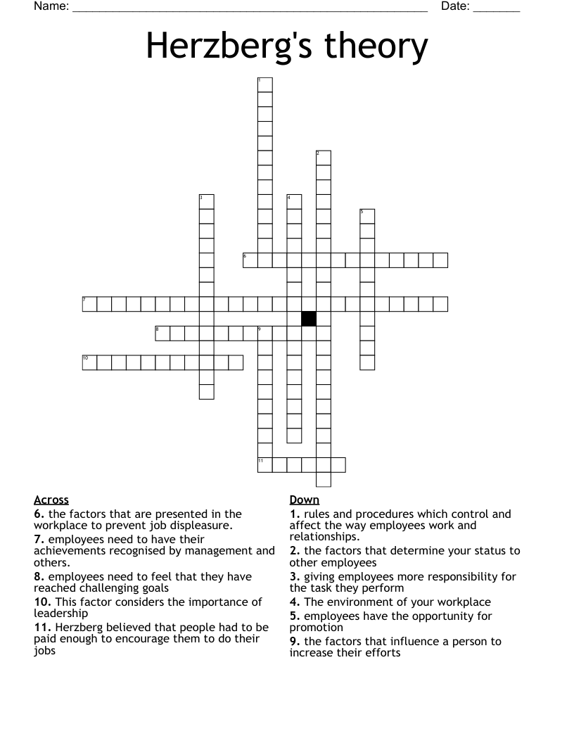 Herzberg's theory Crossword