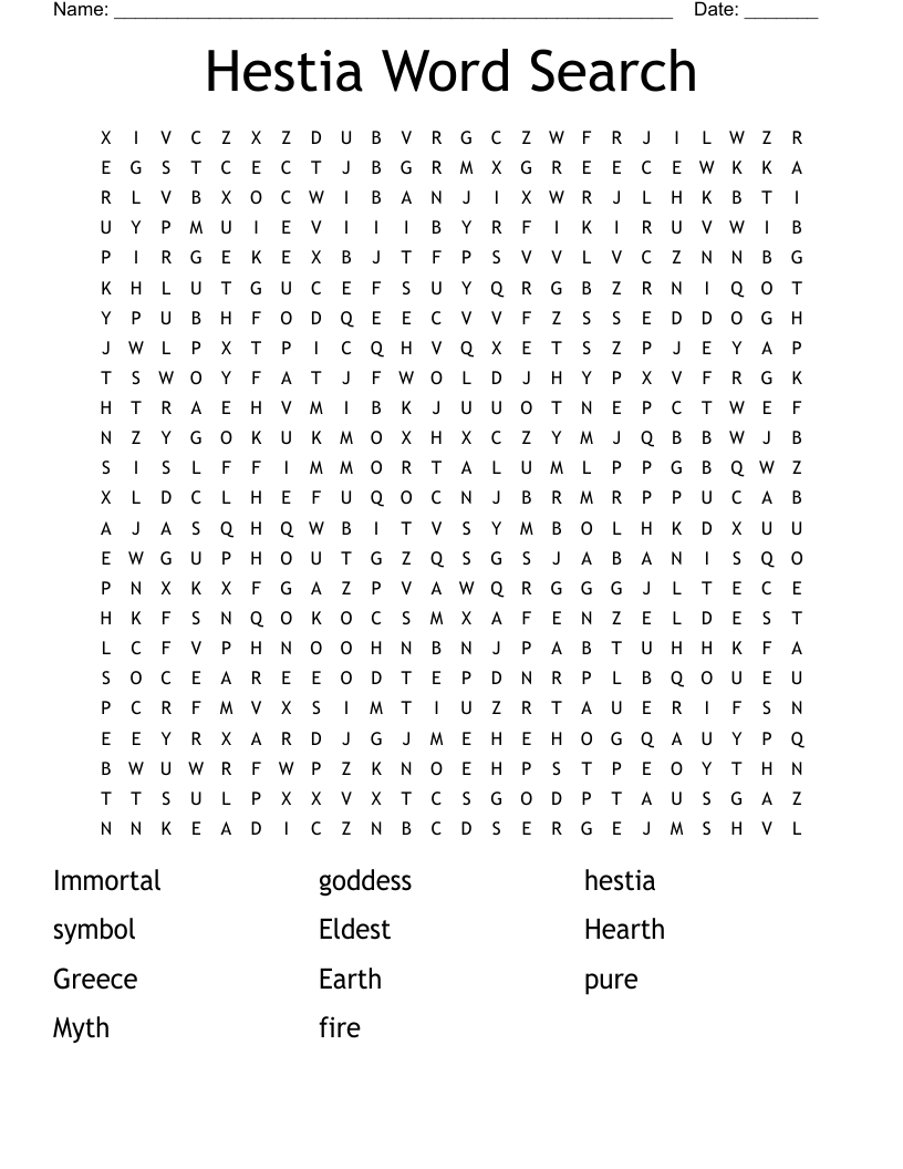 Hestia Word Search