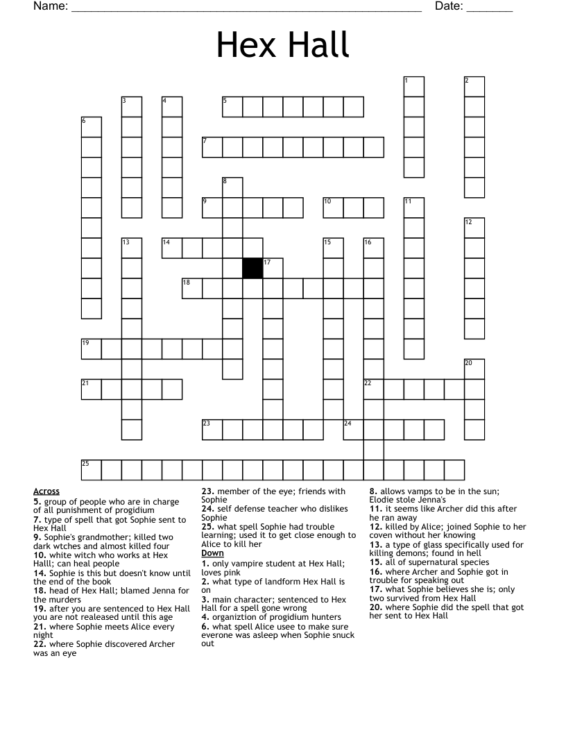 Hex Hall Crossword