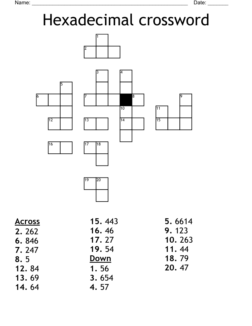 Hexadecimal crossword