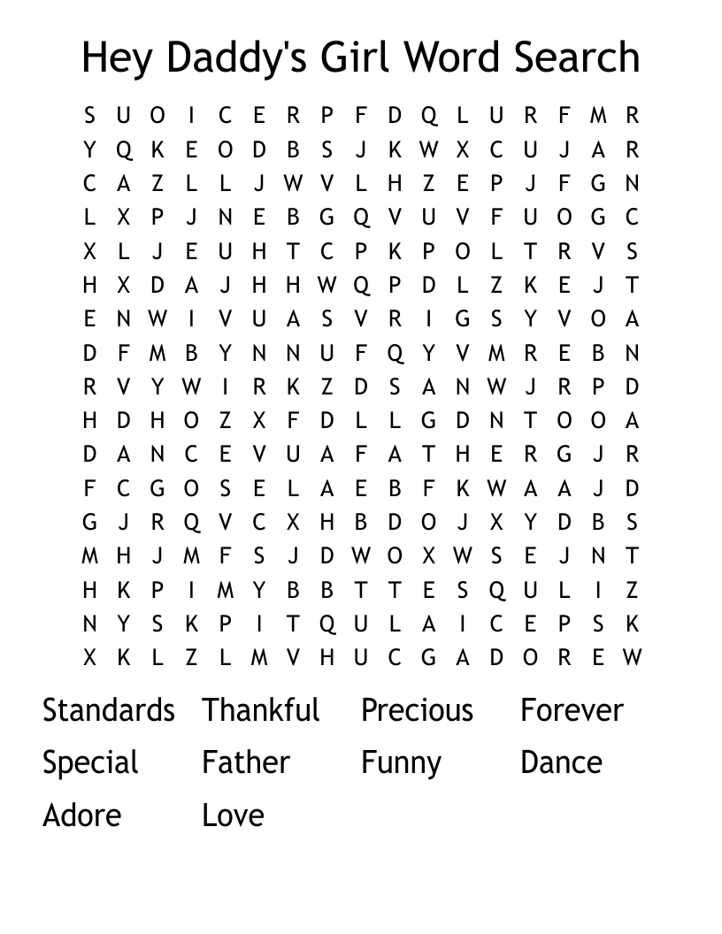 Hey Daddy's Girl Word Search 