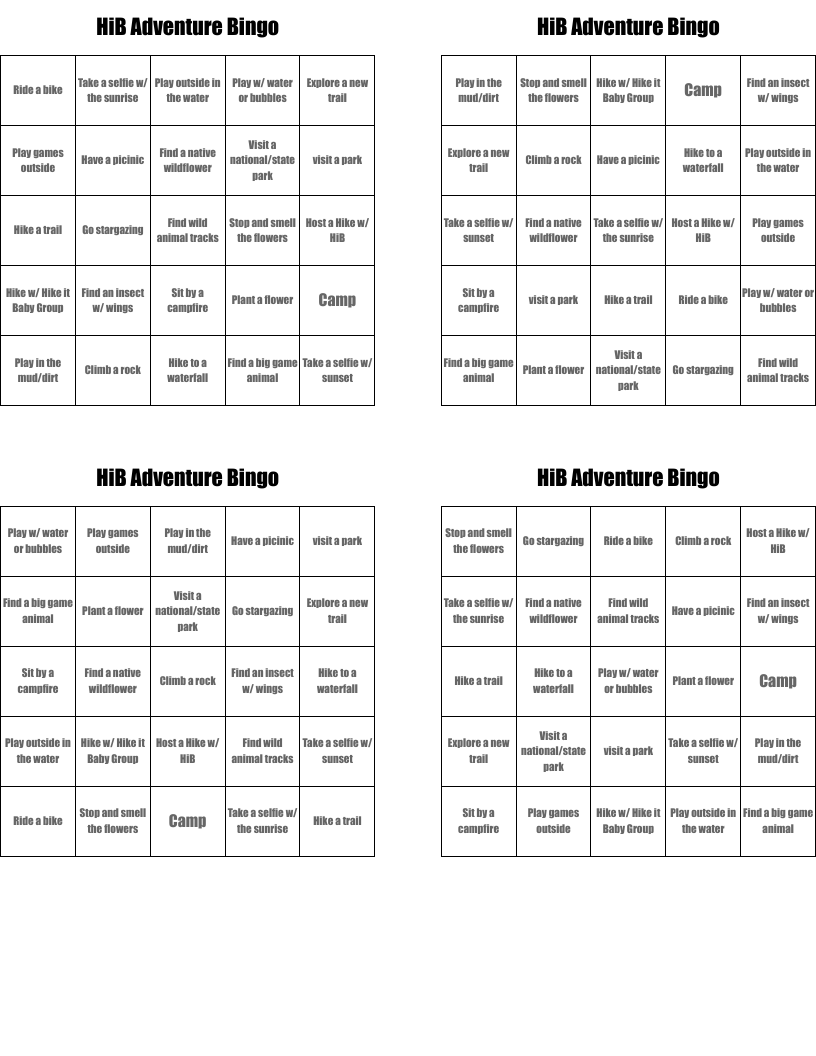 HiB Adventure Bingo
