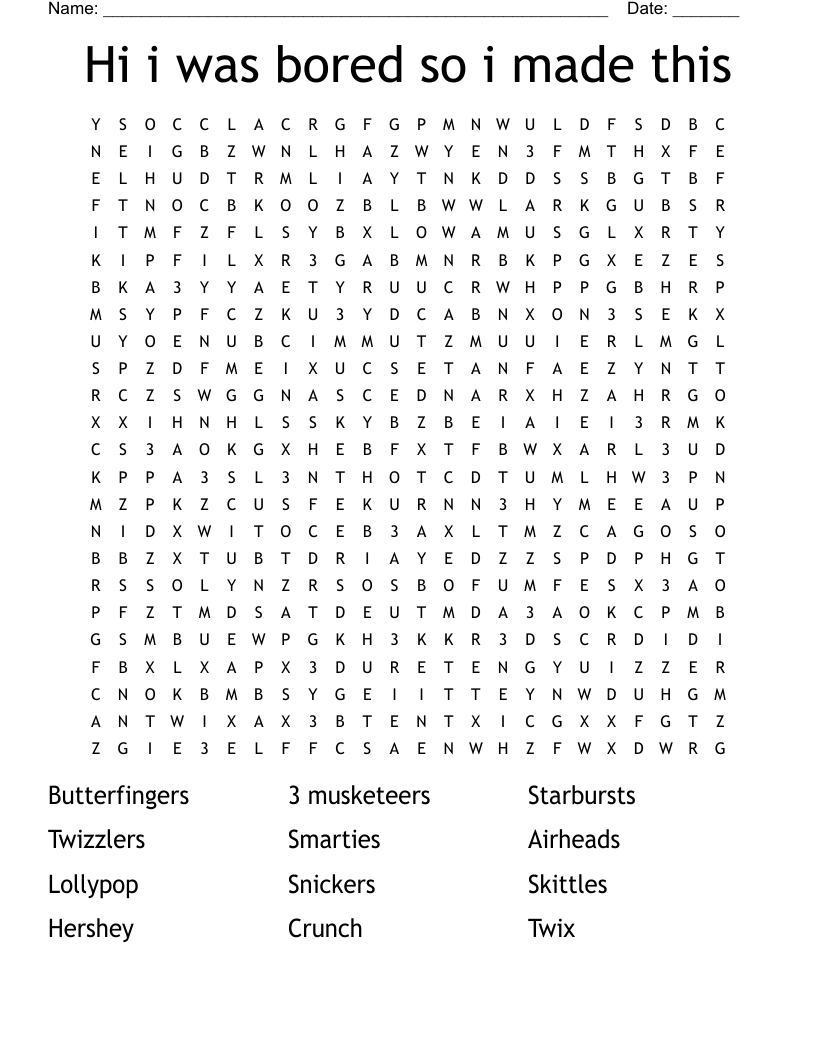 Hi i was bored so i made this Word Search