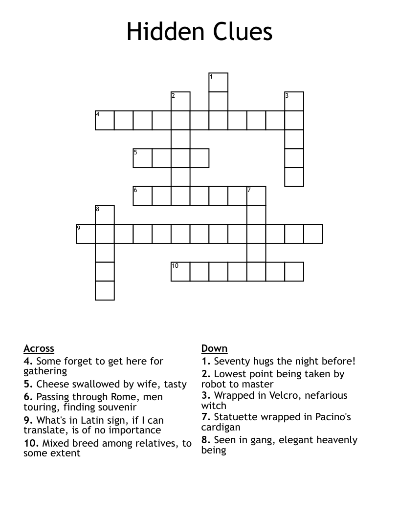 Hidden Clues Crossword