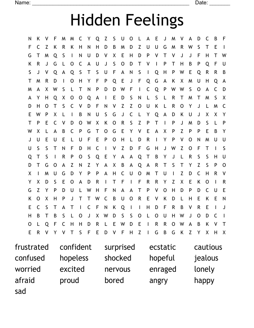 Hidden Feelings Word Search