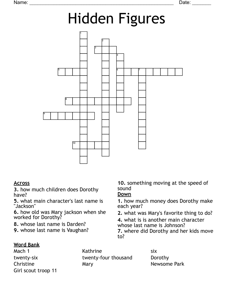 Hidden Figures Crossword