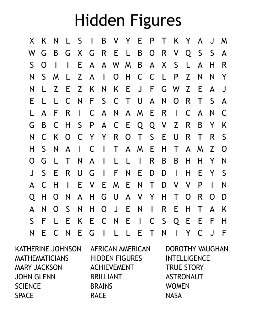 Hidden Figures Word Search