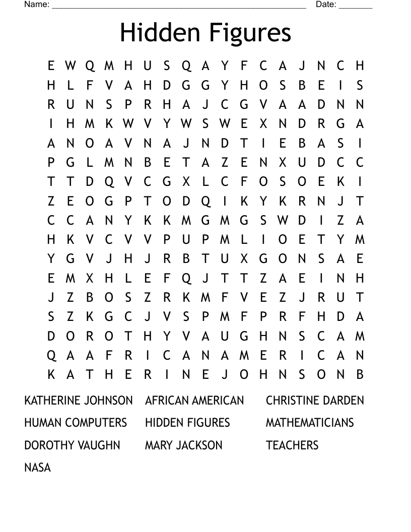 Hidden Figures Word Search