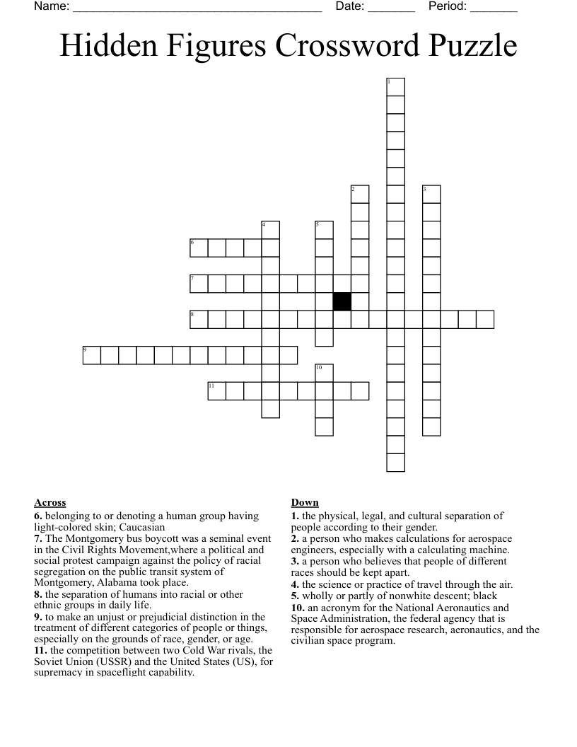 Hidden Figures Crossword Puzzle