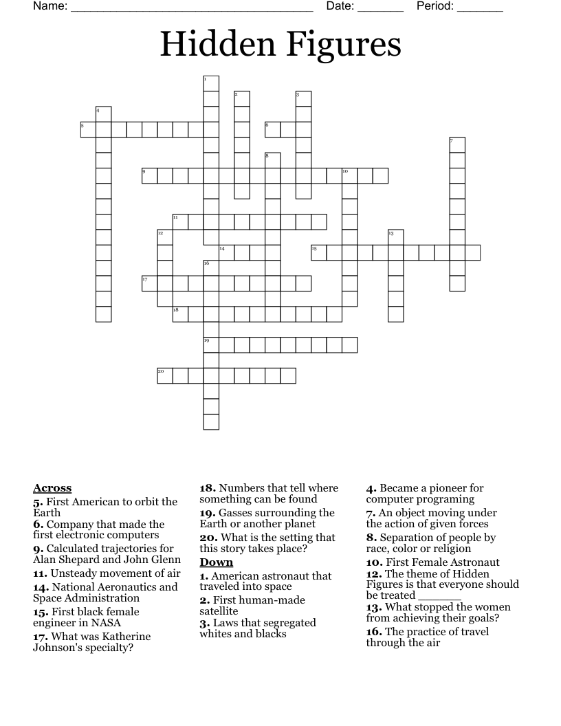 Hidden Figures  Crossword