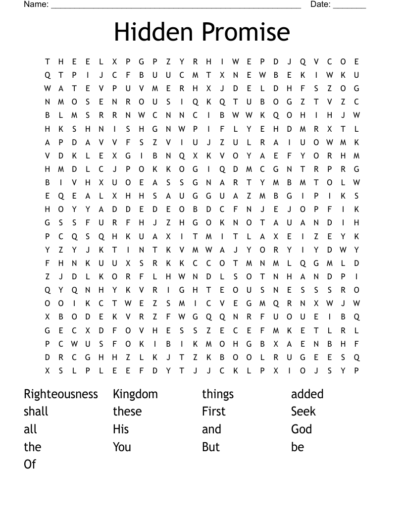 Hidden Promise  Word Search