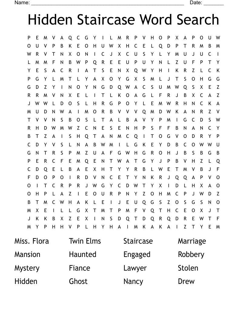 Hidden Staircase Word Search 