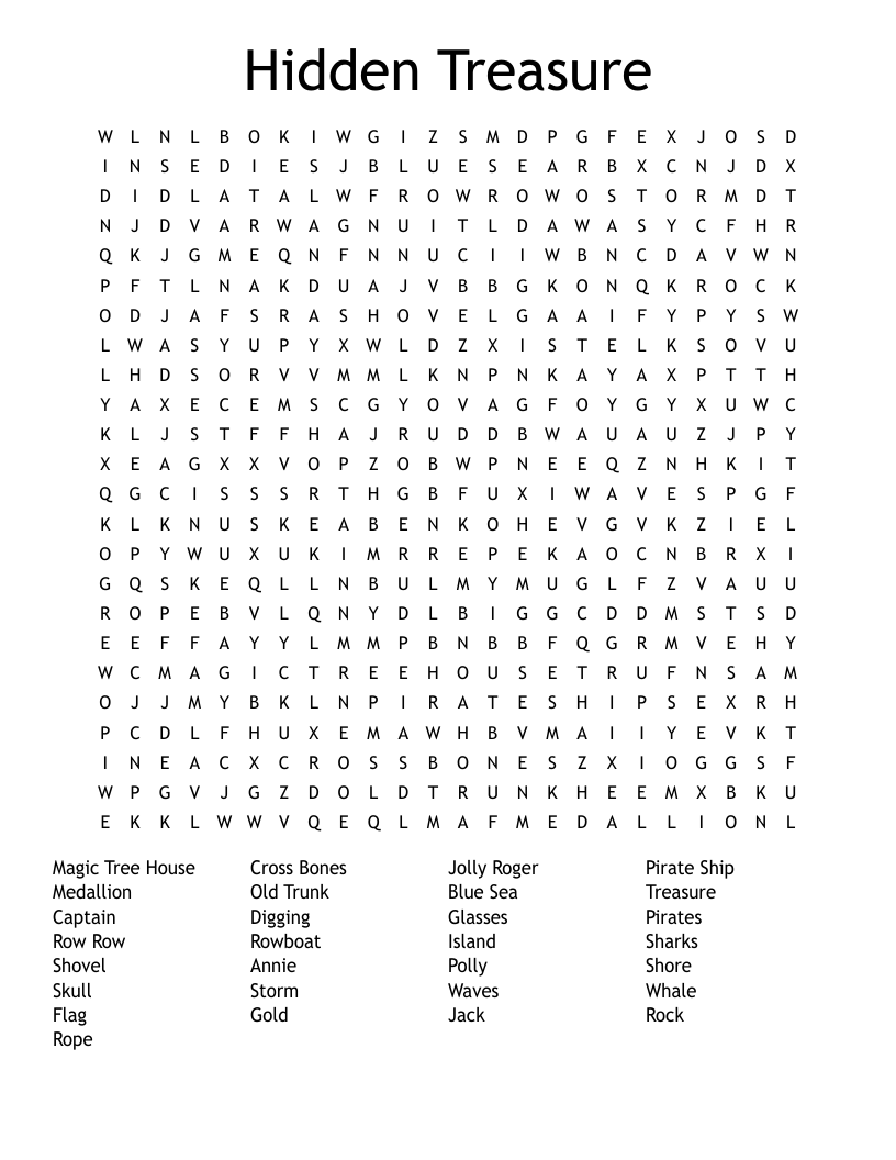 Hidden Treasure Word Search