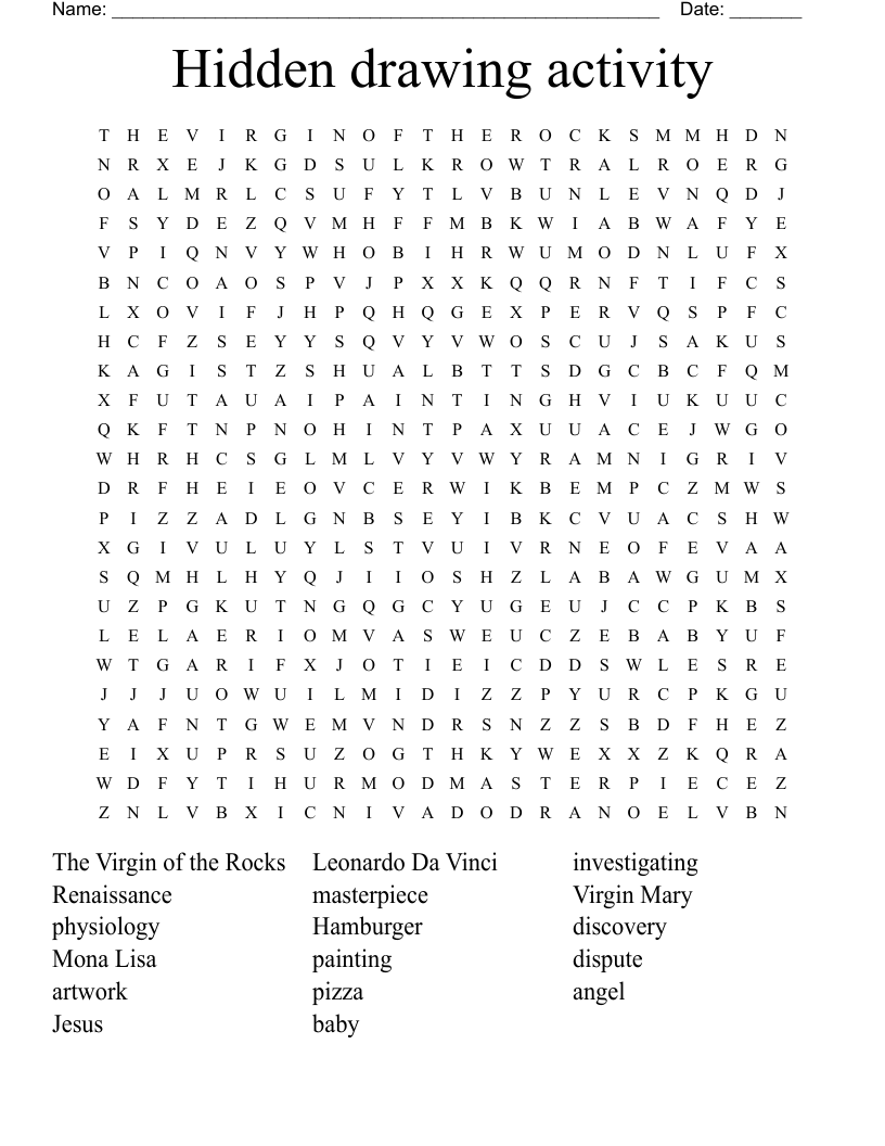 Hidden drawing activity Word Search