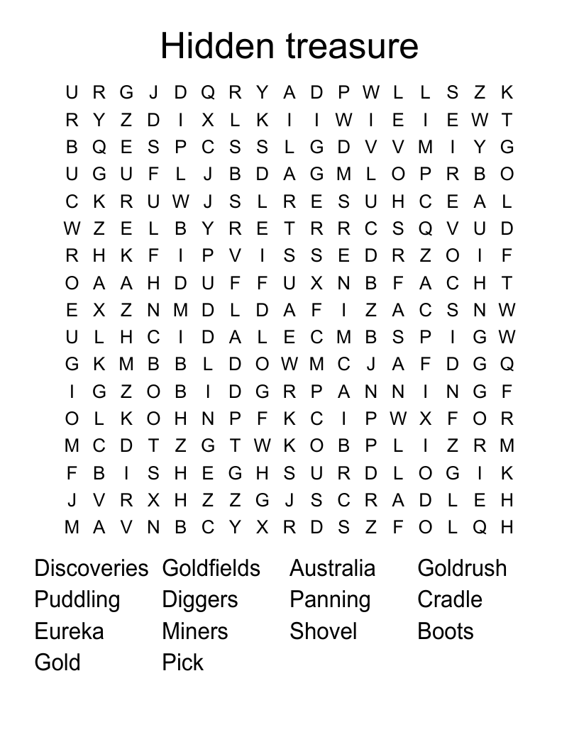 Hidden treasure  Word Search