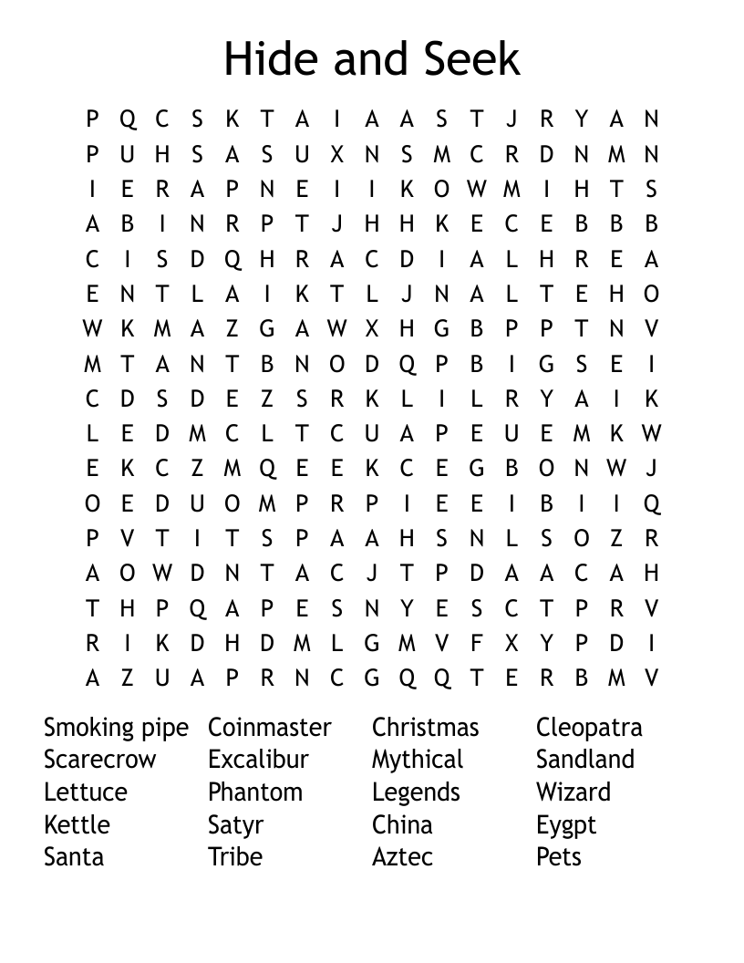 Hide and Seek Word Search