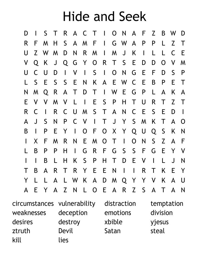 Hide and Seek Word Search