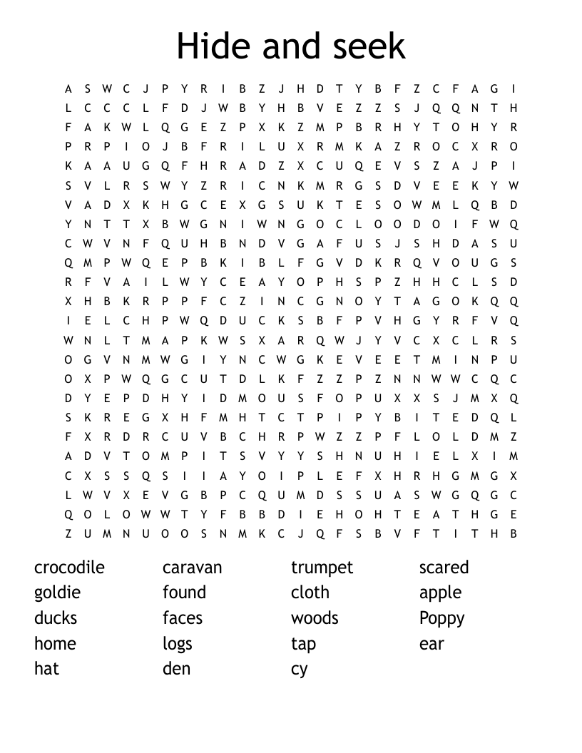 Hide and seek Word Search