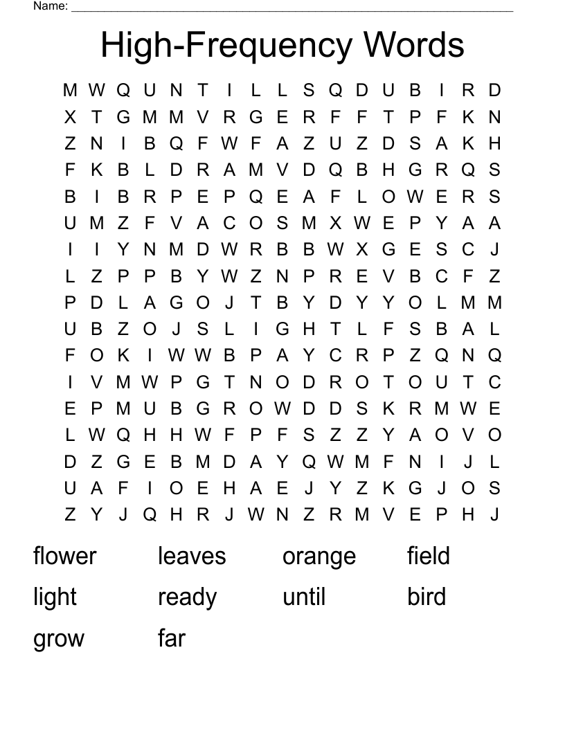 High-Frequency Words Word Search