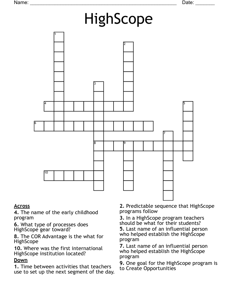 HighScope Crossword