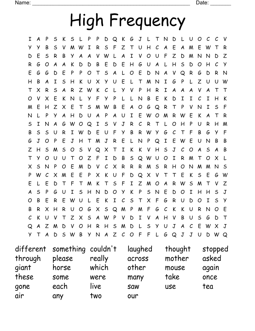 High Frequency Word Search