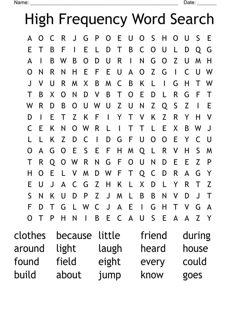 High Frequency Word Search