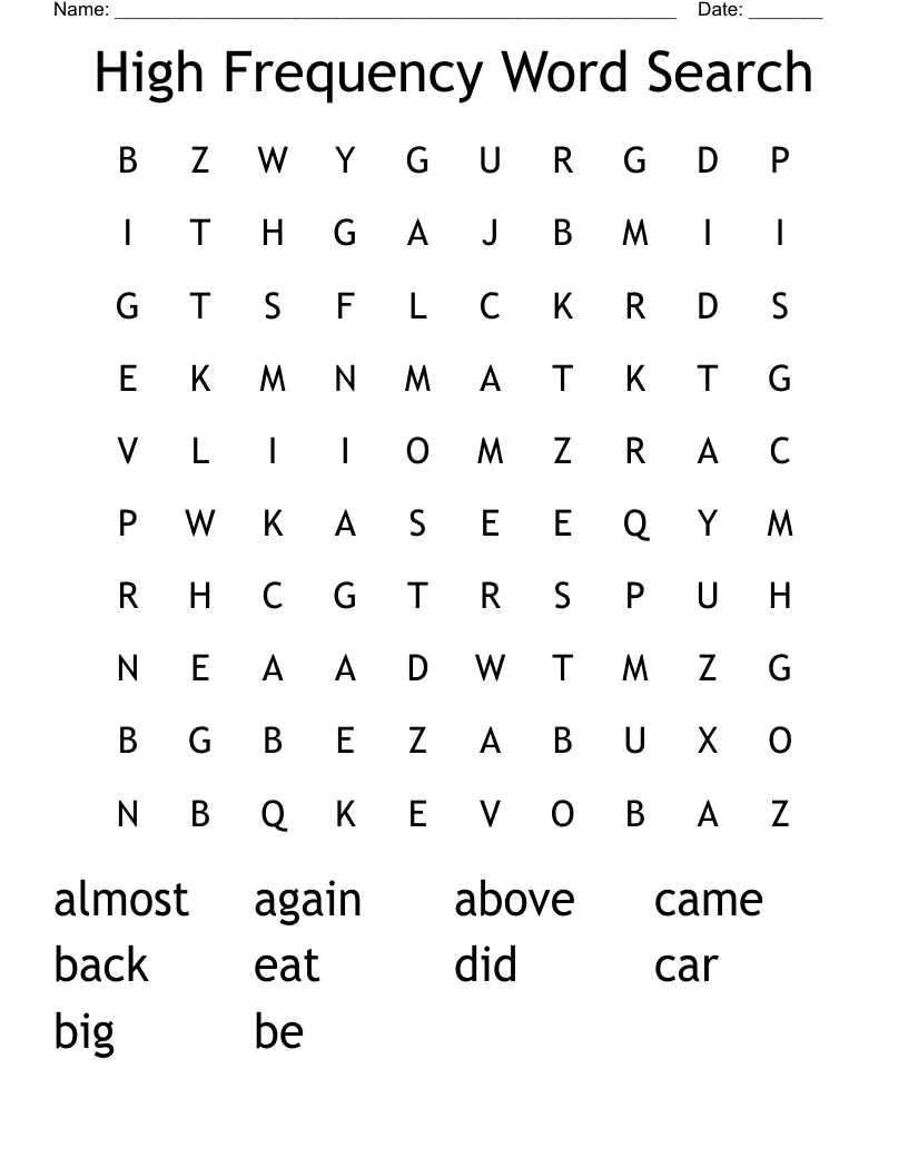 High Frequency Word Search