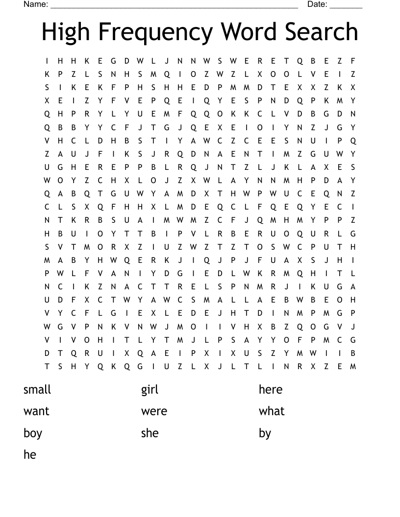 High Frequency Word Search
