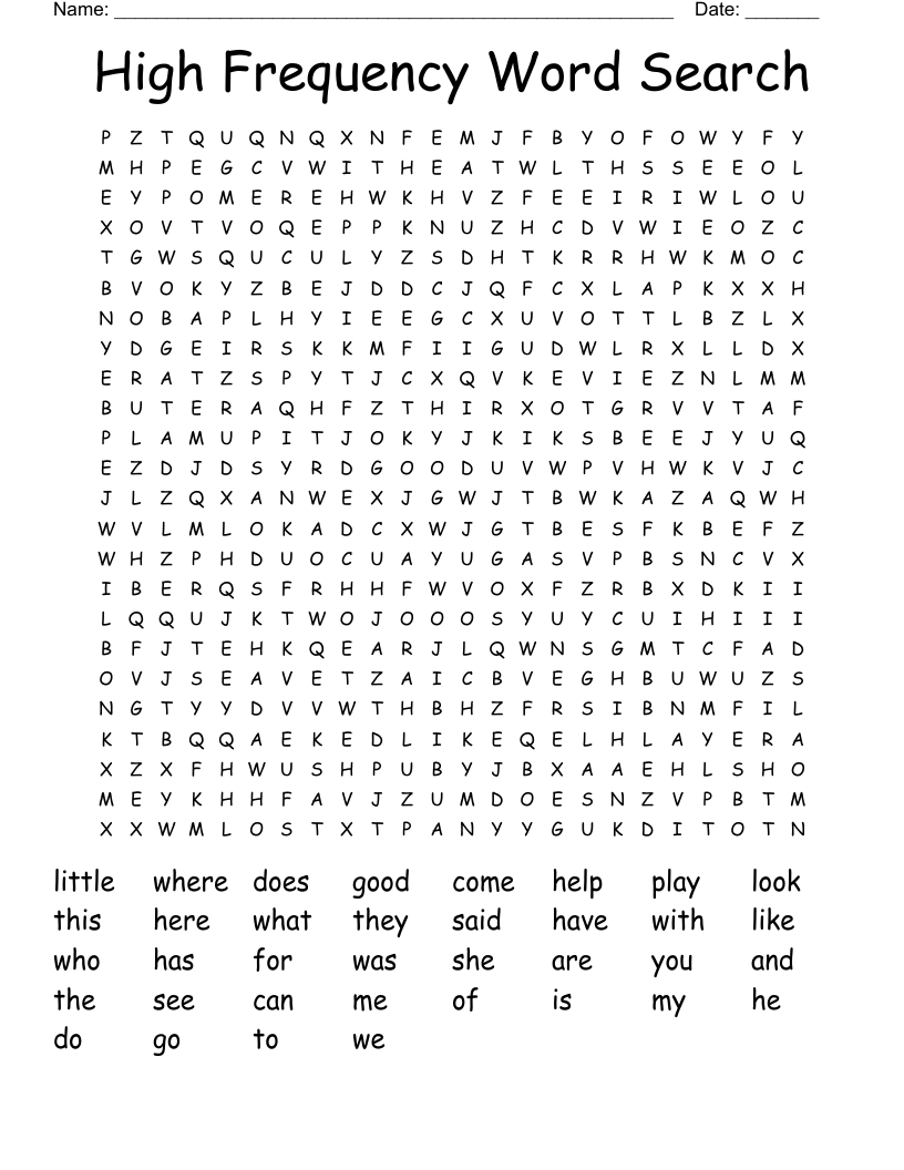 High Frequency Word Search