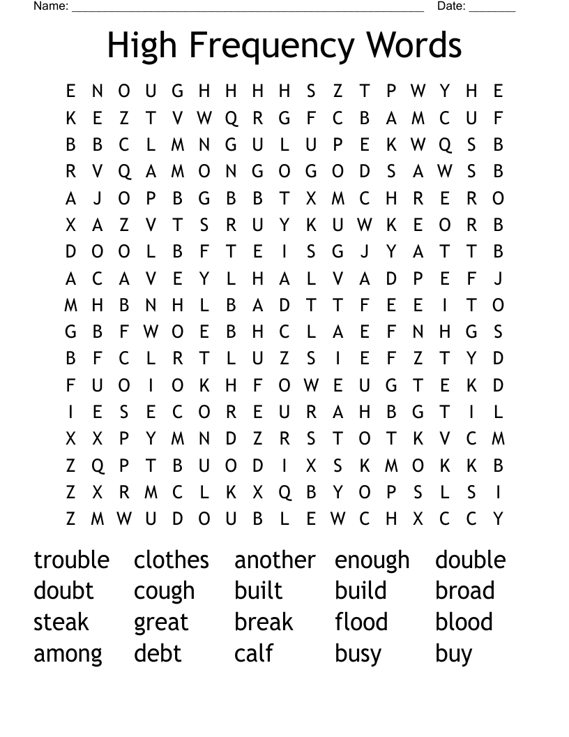 High Frequency Words  Word Search