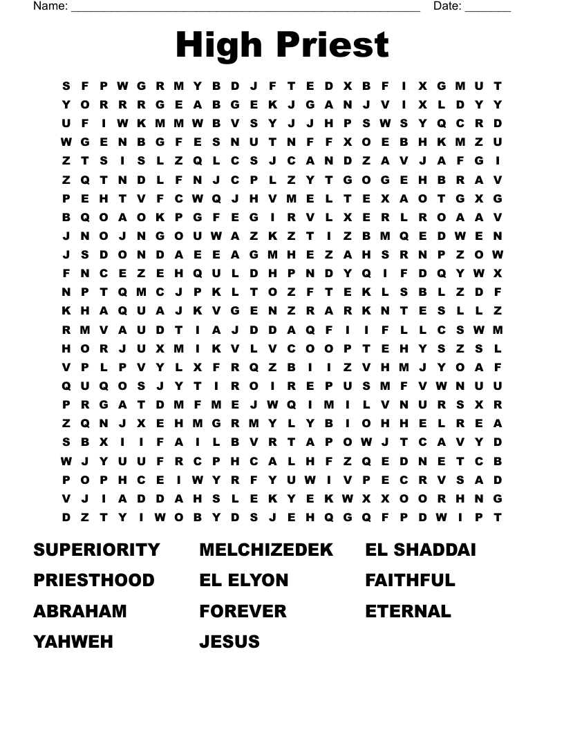 High Priest Word Search
