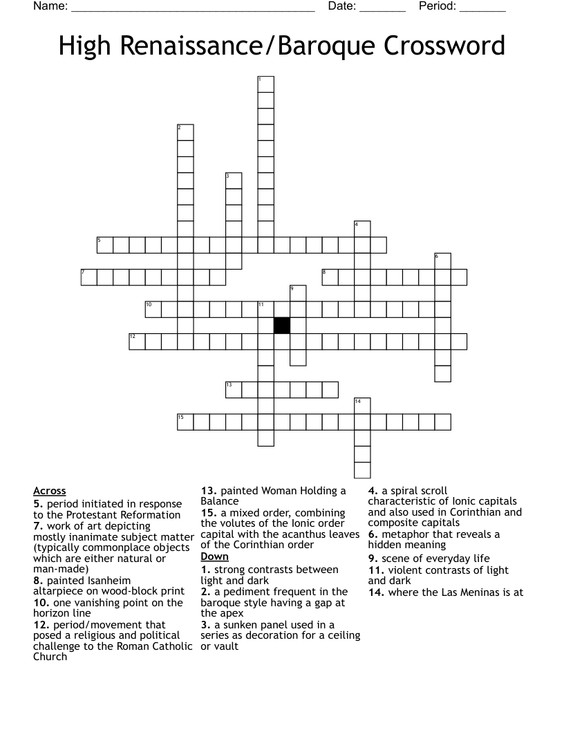 High Renaissance/Baroque Crossword