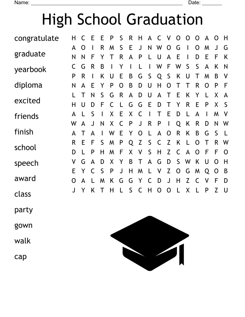 High School Graduation Word Search