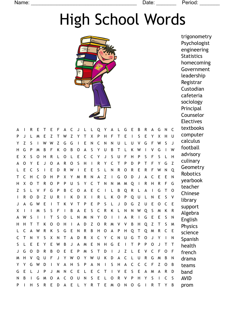 High School Words Word Search