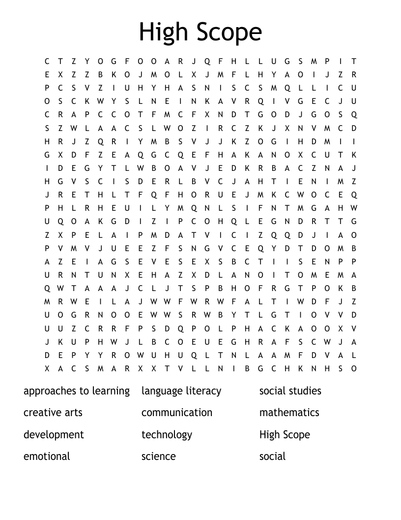 High Scope  Word Search