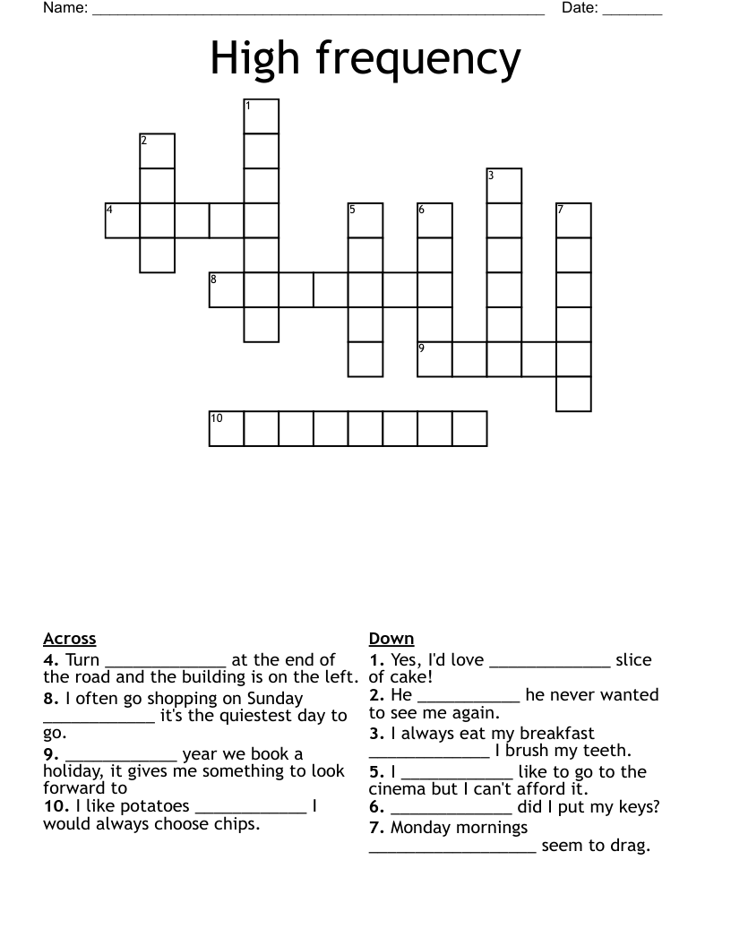 High frequency Crossword
